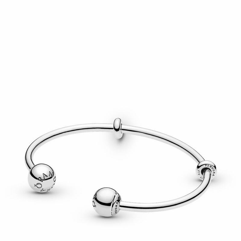 Pandora Moments Open Bangle - Sterling Silver/Silicone - Canada | ED8956YJ